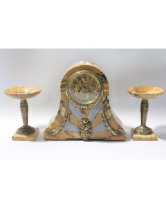 Garniture de cheminée marbre Art Déco