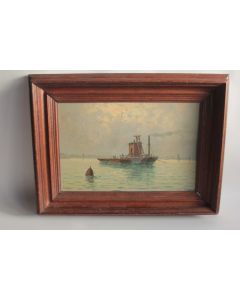 Tableau peinture Marine Bateau Remorqueur à vapeur XIXe siècle
