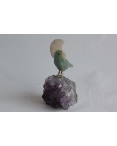 Sculpture Cacatoès minéraux améthyste Brésil