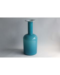 Grand Vase verre bleu Holmegaard Otto Brauer Danemark