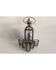 Service à liqueur verre émaillé Lanterne Autriche