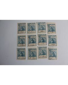 12 Vignettes Assurance scolaire 1926 complet