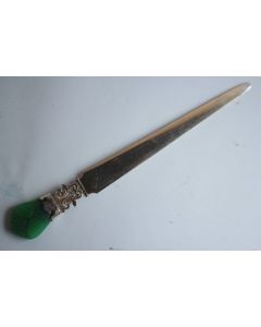 Ouvre lettre Coupe papier argent Jade Italie