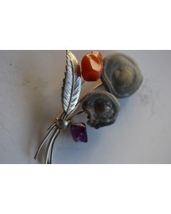 Broche argent + pierres vintage