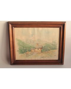 Aquarelle originale Névache Hautes-Alpes A. Méaux-Rougemont 1978