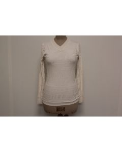 HERMES Pull blanc Soleil cachemire et soie T38