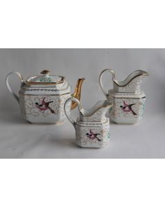 Service à thé Théière porcelaine Vieux Paris Oiseau