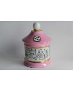 Pot couvert porcelaine décor main Salle de bain