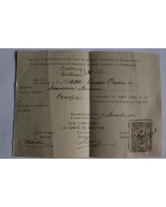 Timbre vingt paras sur document empire ottoman Constantinople 1895