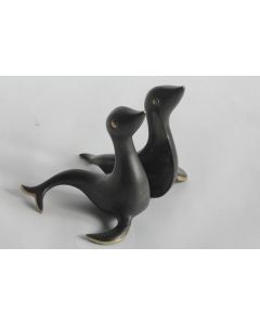 Walter BOSSE Bronze Viennois Serre-livres Otaries