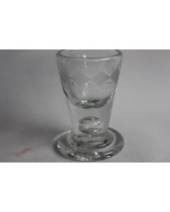 Ancien verre très épais gravé bulle