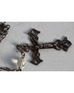 Chapelet d'enfant ancien perles de verre et argent