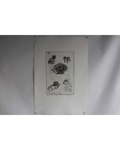 Lithographie originale A. Gallopini 1977 Chien Bouledogue