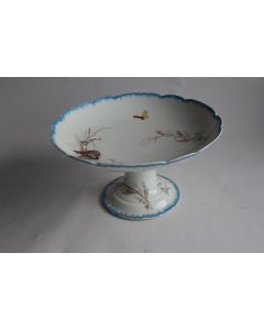 Coupe sur pied porcelaine Fleurs Papillons Napoléon III