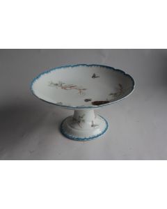 Coupe sur pied porcelaine Fleurs Papillons Napoléon III