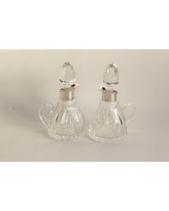 Huilier vinaigrier cristal et argent