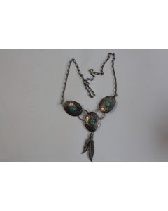 Collier ethnique Amérindien Navajo argent et turquoise