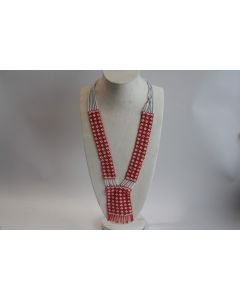 Collier ethnique perles Amérindien blanc orange