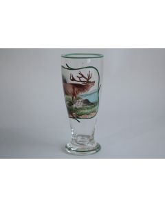 Ancien verre émaillé Cerf