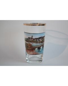 Ancien verre émaillé Souvenir Alte Rheinbrücke Basel Suisse