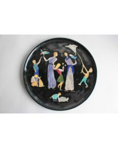 LIFAS Plat céramique émaillée Enfants Cerf-volants Bonifas