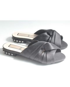 Mules plates satin noir et strass N°21 T37,5