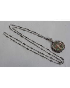 Pendentif Médaillon argent émaillé Femme nue Art Nouveau Bijoux