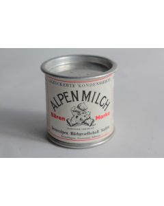 Boîte lait en poudre tôle lithographiée Échantillon Alpen Milch 