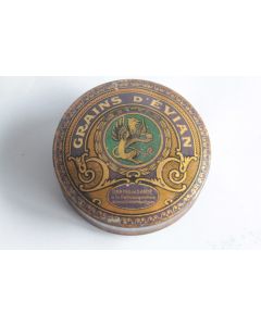 Boîte médicaments tôle lithographiée Grains d'évian