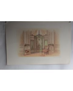 Estampe Décoration intérieure Sièges et paravent Louis XVI G. Rémon