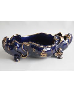 Jardinière faïence bleue Gustave Asch Fleur de Lys Tours