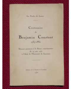 Livre Centenaire de Benjamin Constant 1767-1830