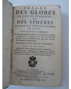 Livre L'usage des globes céleste et terrestre cosmographie 1717