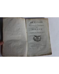 Livre Le danger des mauvais livres ou Sermon sur l'apocalipse 1806