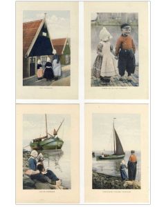 Lot de 4 CPA PAYS-BAS VOLENDAM Enfants Voilier