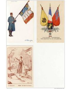Lot de 5 CPA Femme Drapeaux Guerre 1914-18