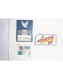 Lot Timbres Suisse exposition nationale 1990 avec sticker