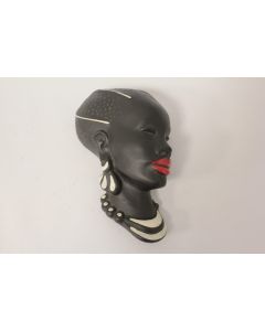 Masque mural céramique femme africaine Gmundner Keramik Autriche