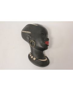 Masque mural céramique femme africaine Gmundner Keramik Autriche