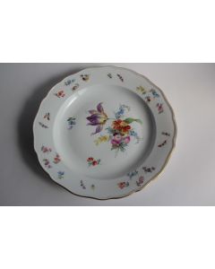 MEISSEN Assiette porcelaine Fleurs Papillons XIXe siècle