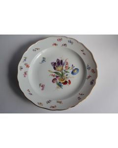 MEISSEN Assiette porcelaine Fleurs Papillons XIXe siècle