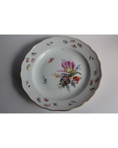 MEISSEN Assiette porcelaine Fleurs Papillons XIXe siècle