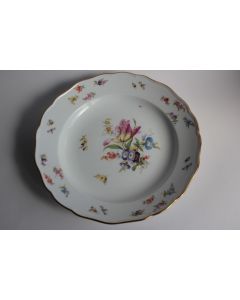 MEISSEN Assiette porcelaine Fleurs Papillons XIXe siècle