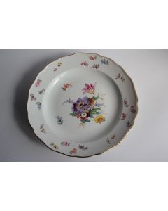 MEISSEN Assiette porcelaine Fleurs Papillons XIXe siècle