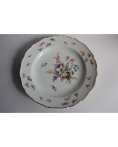 MEISSEN Assiette porcelaine Fleurs Papillons XIXe siècle