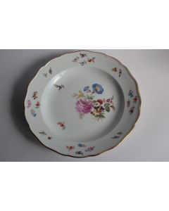 MEISSEN Assiette porcelaine Fleurs Papillons XIXe siècle