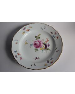 MEISSEN Assiette porcelaine Fleurs Papillons XIXe siècle