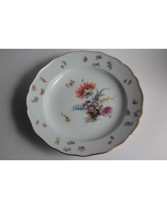 MEISSEN Assiette porcelaine Fleurs Papillons XIXe siècle