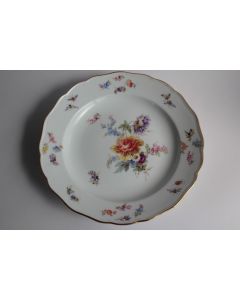 MEISSEN Assiette porcelaine Fleurs Papillons XIXe siècle