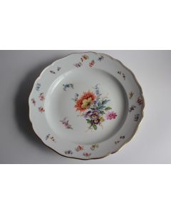 MEISSEN Assiette porcelaine Fleurs Papillons XIXe siècle